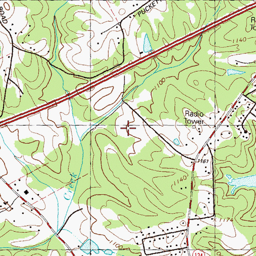 Topographic Map of Puckett's Mill Elementary School, GA