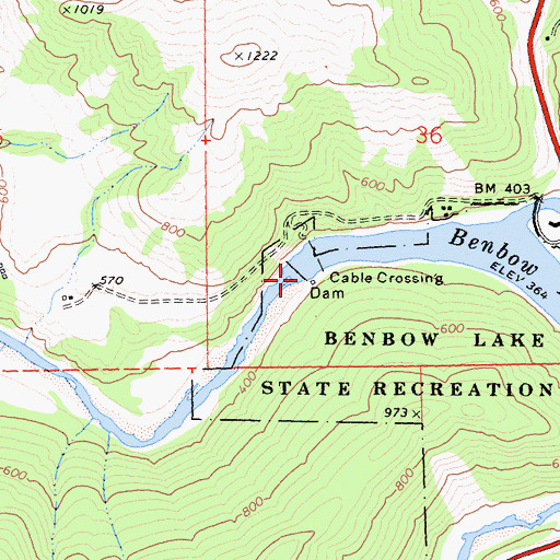 Topographic Map of Benbow Lake, CA