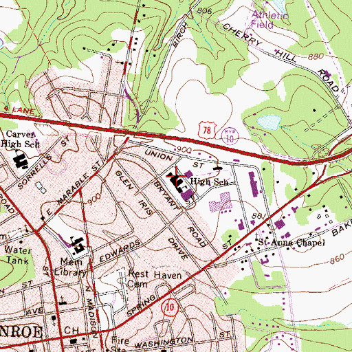 Topographic Map of Athens Technical College Walton County Campus, GA