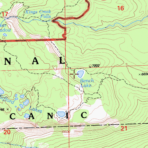 Topographic Map of Bench Lake, CA