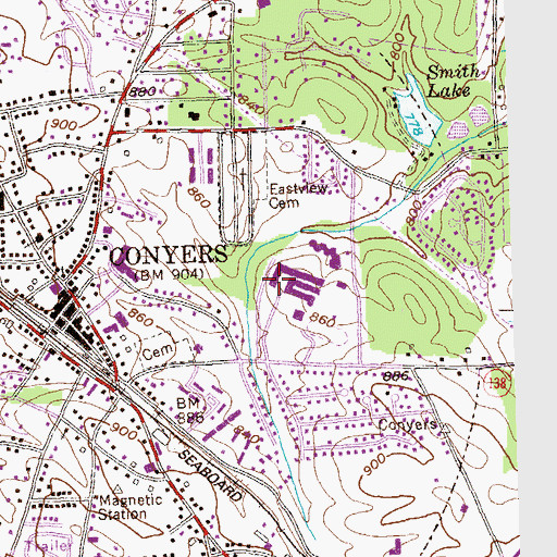 Topographic Map of Rockdale Magnet School for Science and Technology, GA