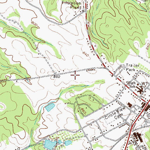 Topographic Map of Social Circle Middle and High School, GA
