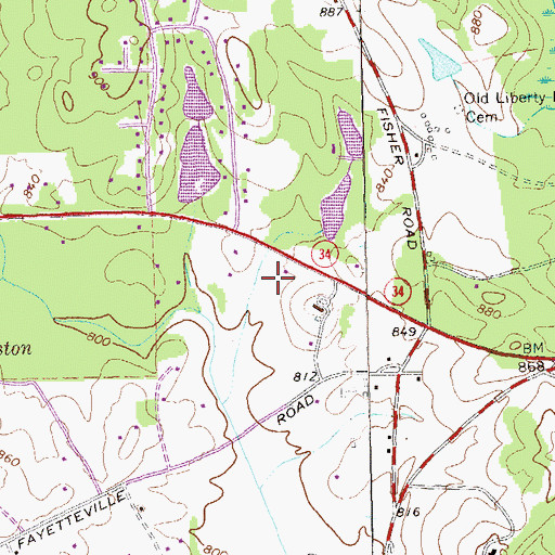 Topographic Map of Peachtree City Seventh Day Adventist School, GA