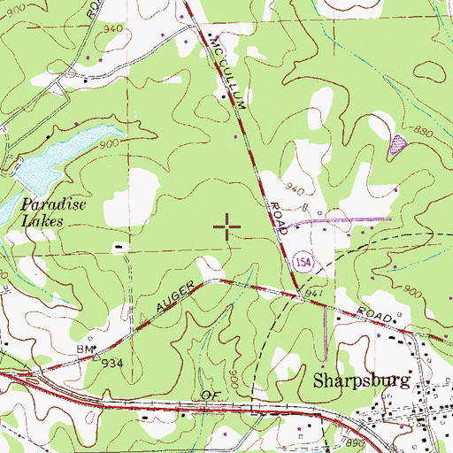 Topographic Map of East Coweta High School, GA