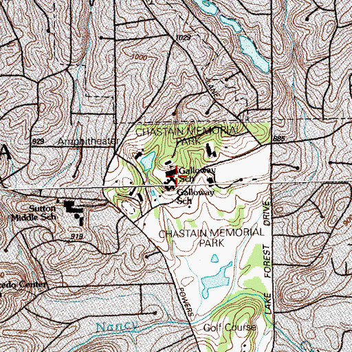 Topographic Map of The Galloway School, GA