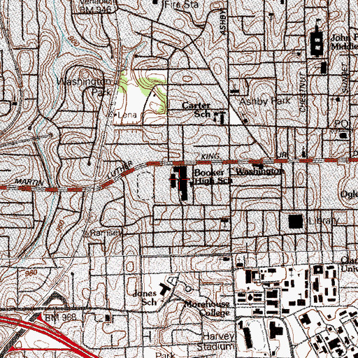 Topographic Map of Washington Evening High School, GA