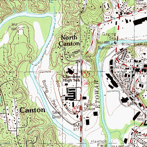 Topographic Map of Canton Elementary School, GA