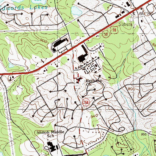 Topographic Map of Gwinnett Christian Academy, GA