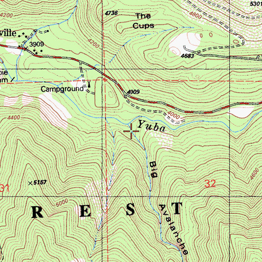 Topographic Map of Big Avalanche Ravine, CA