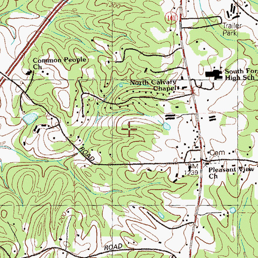 Topographic Map of Piney Grove Middle School, GA
