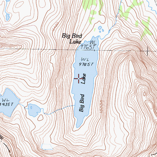 Topographic Map of Big Bird Lake, CA