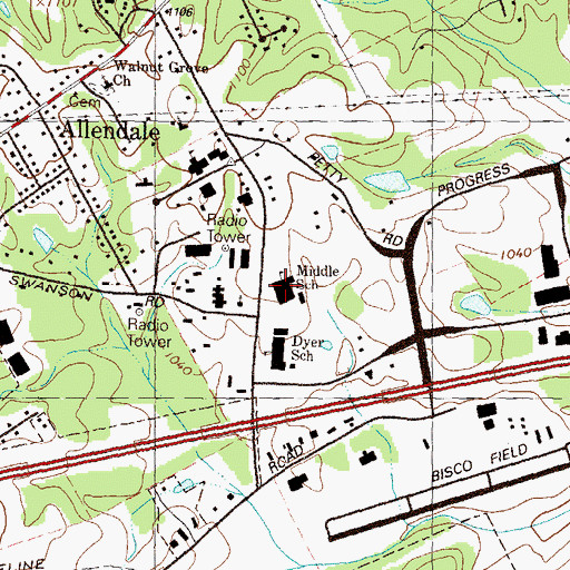 Topographic Map of Gwinnett Intervention Education Center East, GA