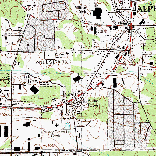 Topographic Map of Amana Academy, GA
