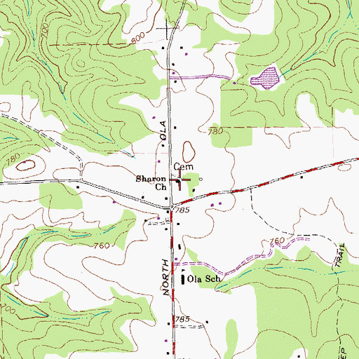 Topographic Map of Sharon School, GA