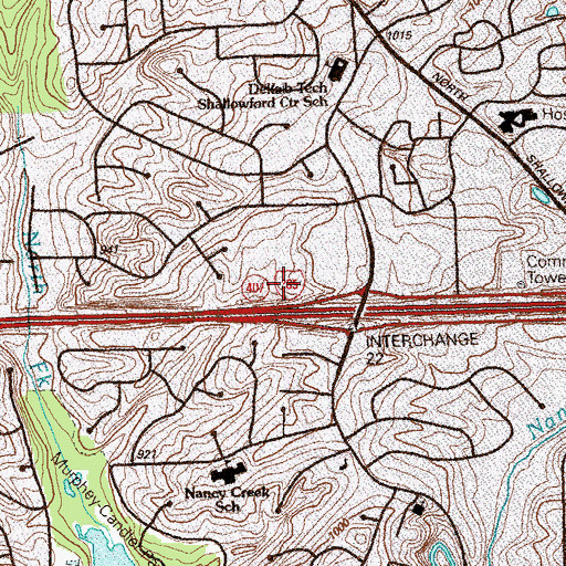 Topographic Map of Ashford Academy, GA