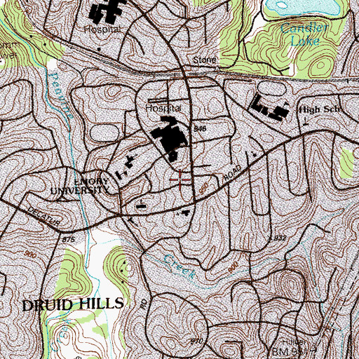 Topographic Map of Goizueta Business School Emory University, GA