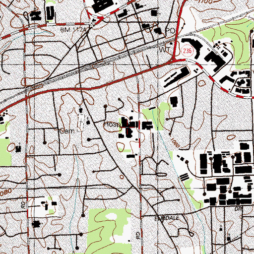 Topographic Map of Tucker Middle School, GA