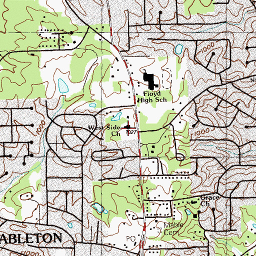 Topographic Map of Cumberland Christian Academy, GA