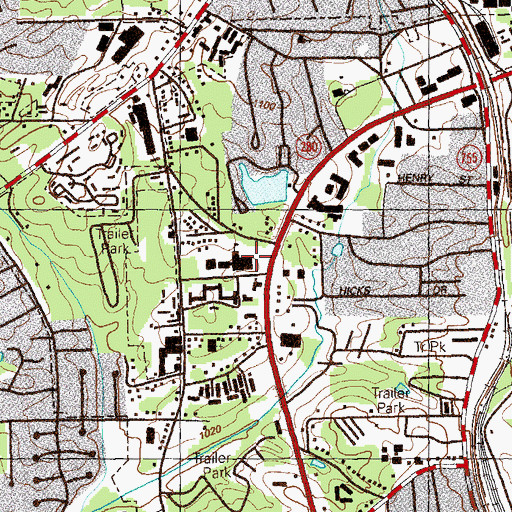 Topographic Map of Chattahoochee Technical College Marietta Campus, GA