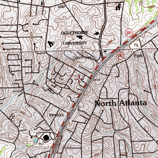 Topographic Map of Georgia State University Brookhaven Center, GA