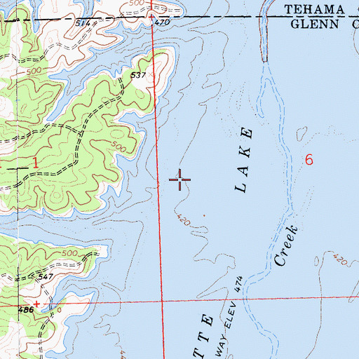 Topographic Map of Black Butte Lake, CA