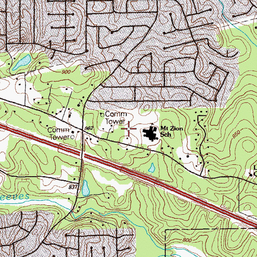 Topographic Map of Mount Zion Primary School, GA