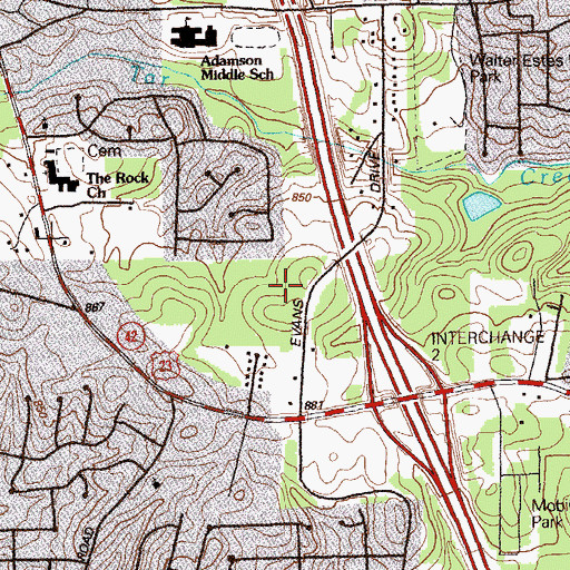 Topographic Map of Rex Mill Middle School, GA