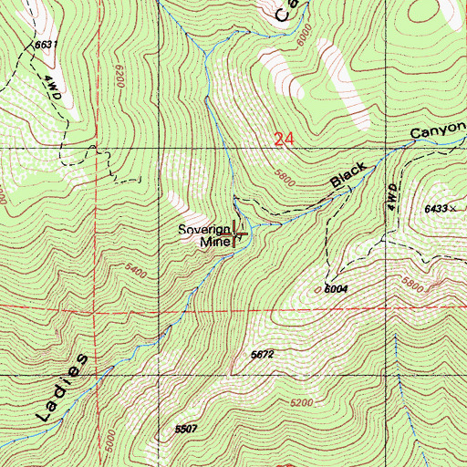 Topographic Map of Black Canyon, CA