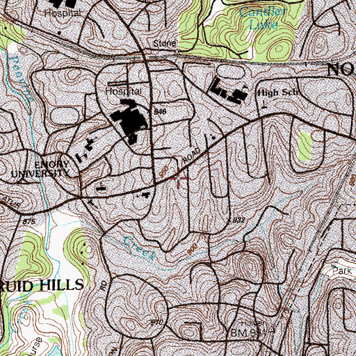 Topographic Map of University Catholic Center, GA