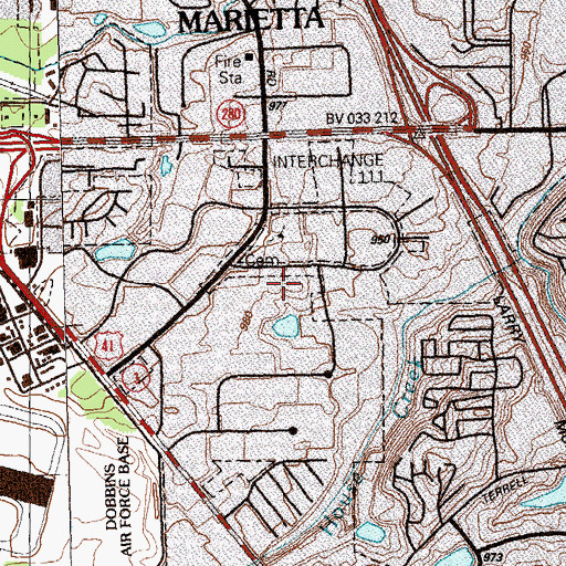 Topographic Map of Gwinnett College Marietta Satellite Campus, GA