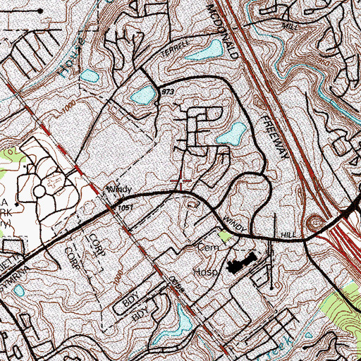 Topographic Map of Lincoln College of Technology, GA