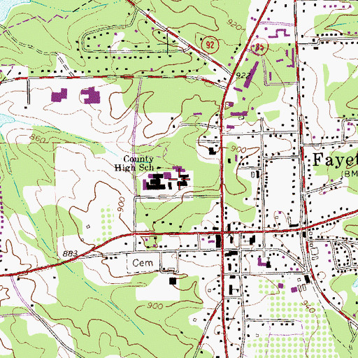 Topographic Map of LaFayette Educational Center Alternative School, GA