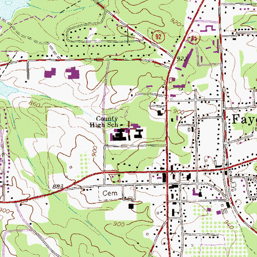Topographic Map of LaFayette Educational Center Lafayette School, GA