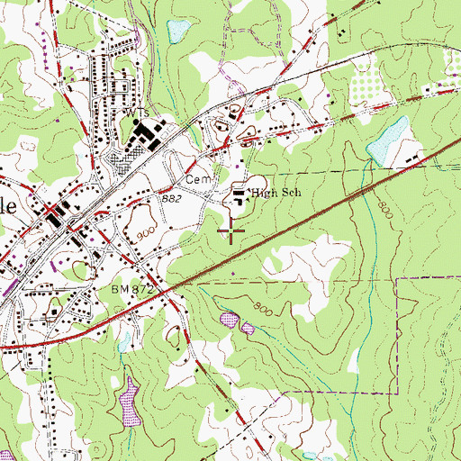 Topographic Map of Glanton Elementary School, GA