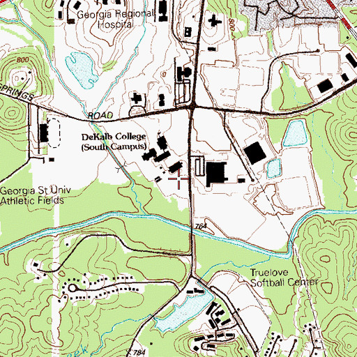 Topographic Map of DeKalb Night School, GA