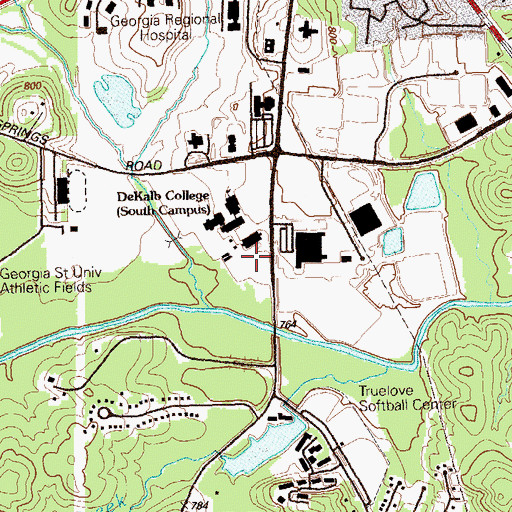 Topographic Map of DeKalb Night School, GA