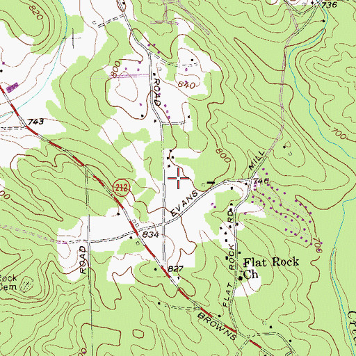 Topographic Map of Flat Rock Elementary School, GA
