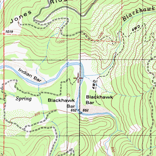 Topographic Map of Blackhawk Creek, CA