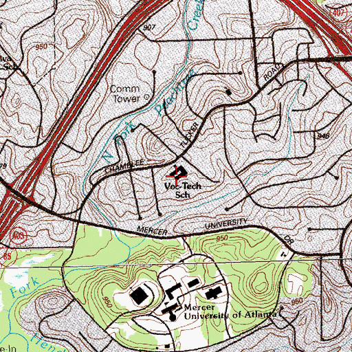 Topographic Map of Warren Technical Center, GA