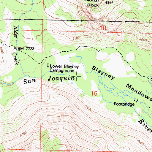 Topographic Map of Blayney Meadows, CA