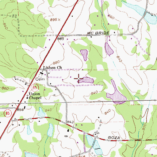 Topographic Map of Whitewater High School, GA