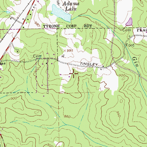 Topographic Map of Crabapple Lane Elementary School, GA