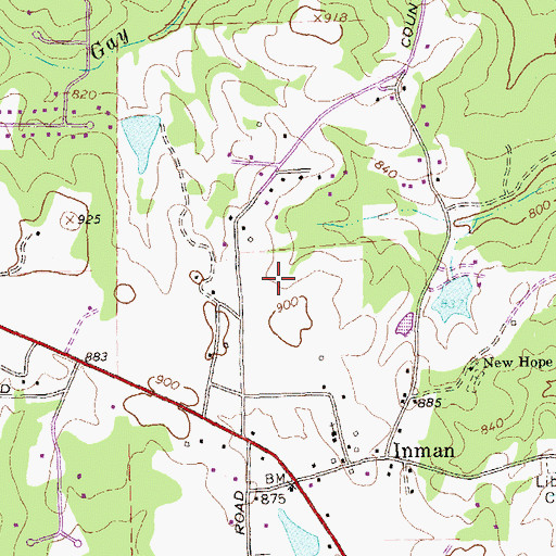 Topographic Map of Inman Elementary School, GA