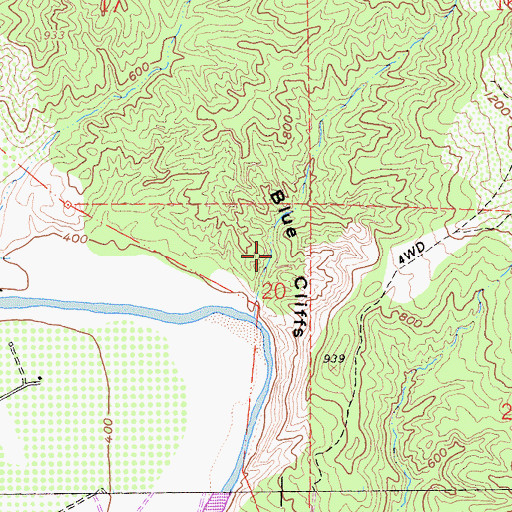 Topographic Map of Blue Cliffs, CA