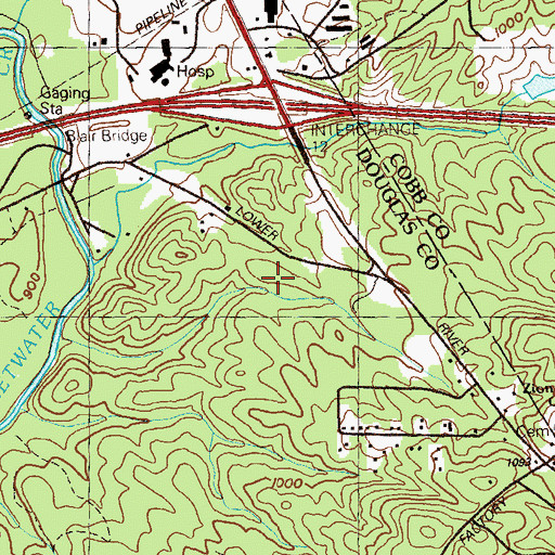Topographic Map of Mercer University Douglas County Regional Academic Center, GA