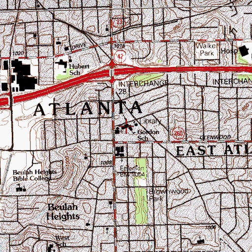 Topographic Map of James B Gordon School, GA