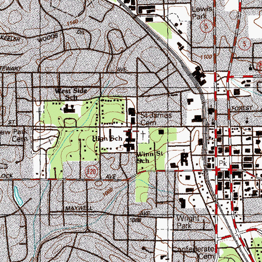 Topographic Map of Marietta Middle School, GA