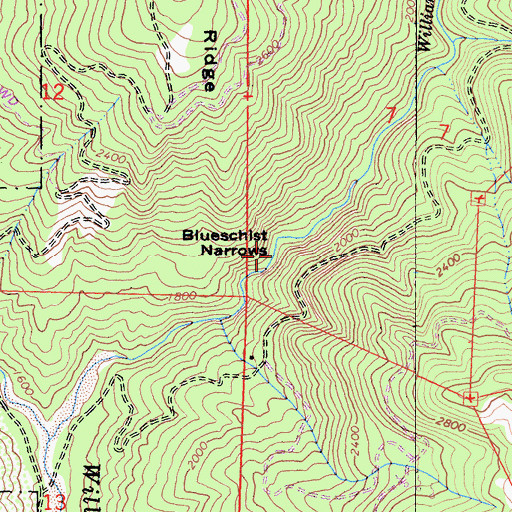 Topographic Map of Blueschist Narrows, CA