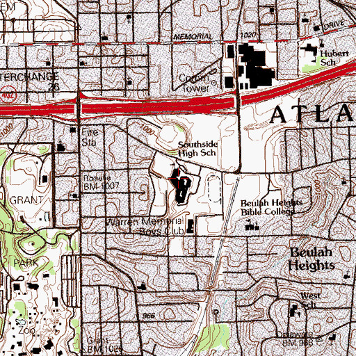 Topographic Map of Maynard Holbrook Jackson High School, GA