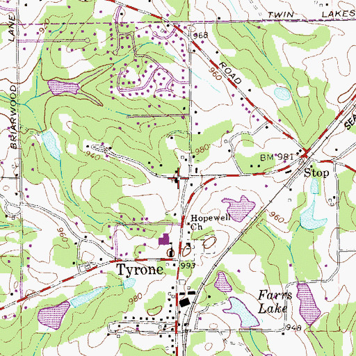 Topographic Map of Crossroads Christian School, GA